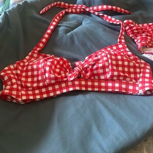 Brand new with tags red and white gingham bikini.